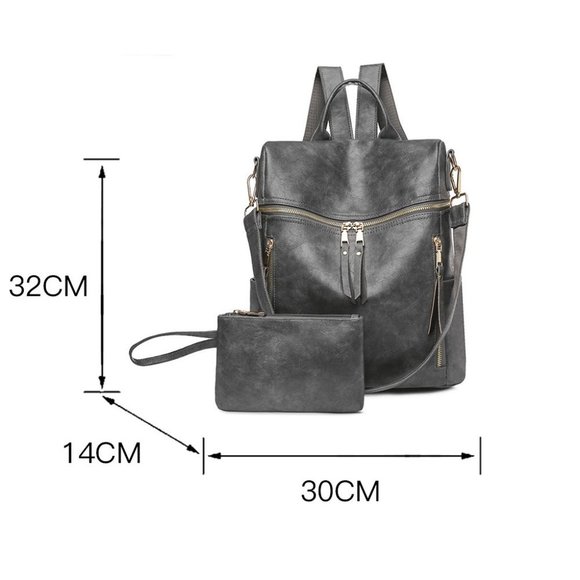 Brown Vegan Leather Backpack - Picture 4 of 5